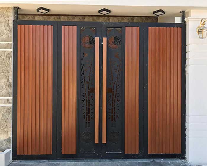Cổng sắt giả gỗ