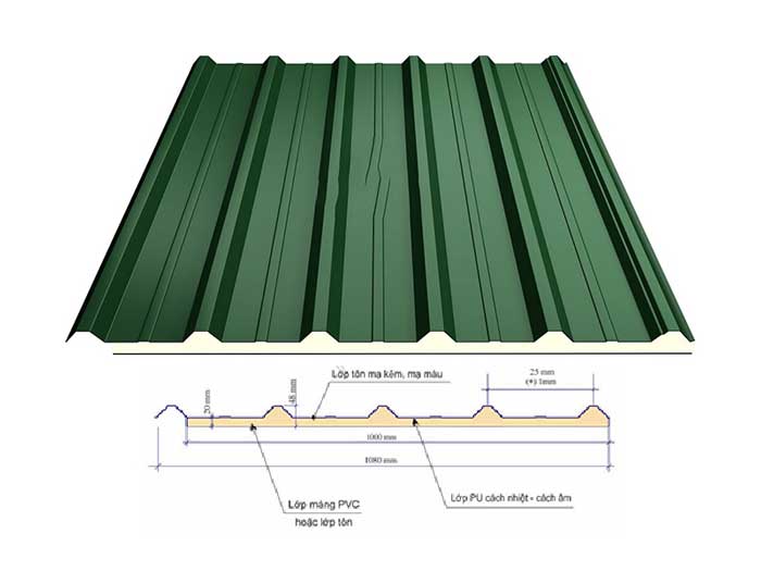 Mái tôn cách nhiệt 3 lớp