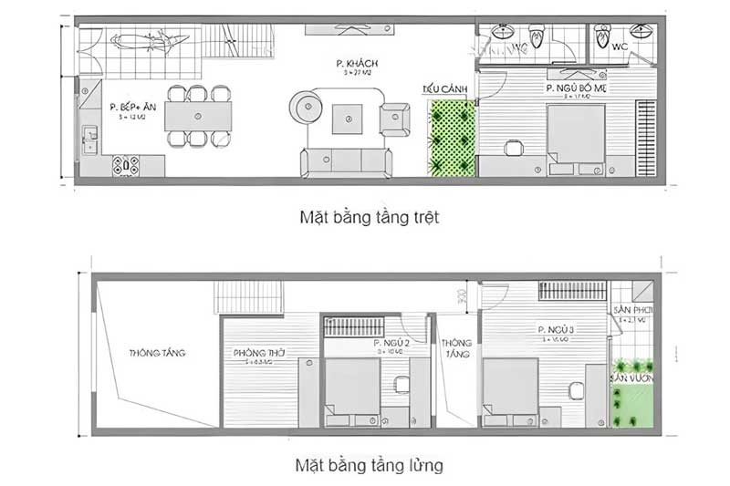 Mặt bằng công năng điển hình của mái tôn nhà cấp 4 gác lửng 200 triệu