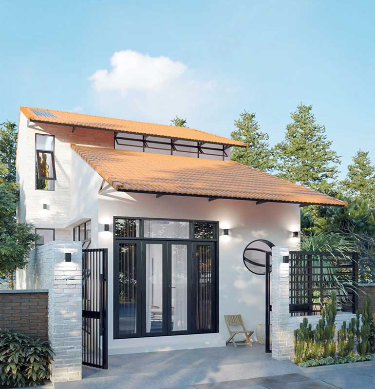 Mẫu mái tôn nhà cấp 4 gác lửng 200 triệu mái tôn kiểu Thái