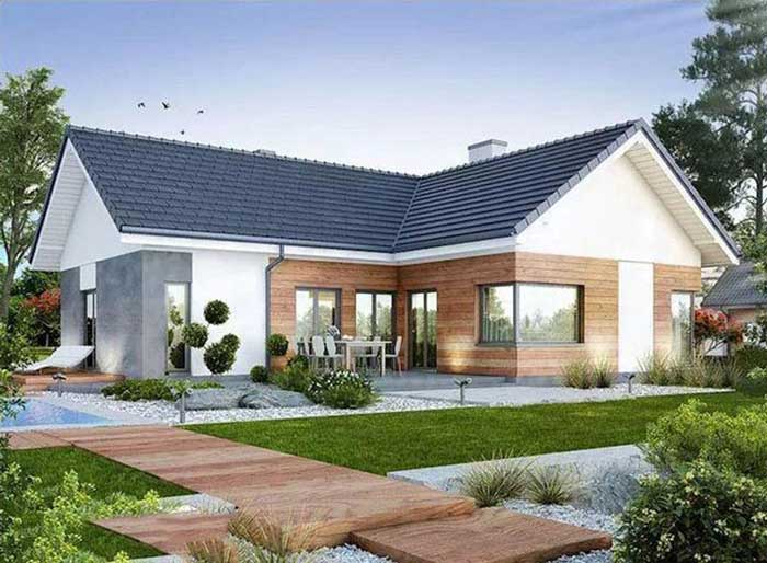 Nhà chữ L mái thái lợp tôn